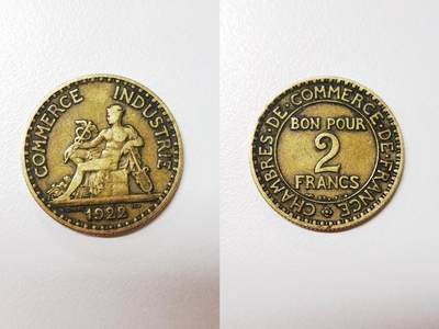 【外币】1922年法国铜币2法郎