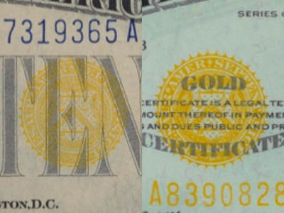       美元北非券与同时期黄金券印章的比较