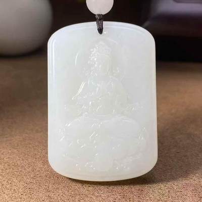 获奖作品🔥纯福利🔥超美大气羊脂观音🔥脂白新疆和田玉作品，观音，37.73g，白度脂白，料子油润细腻，双面浮雕工艺雕刻观音，牌型方正大气，海派玉雕名家作品，有款证全套包装！另送获奖证书！16630JL200906