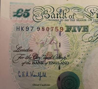 英语发行香港回归 HK97冠号5英镑纪念双联钞