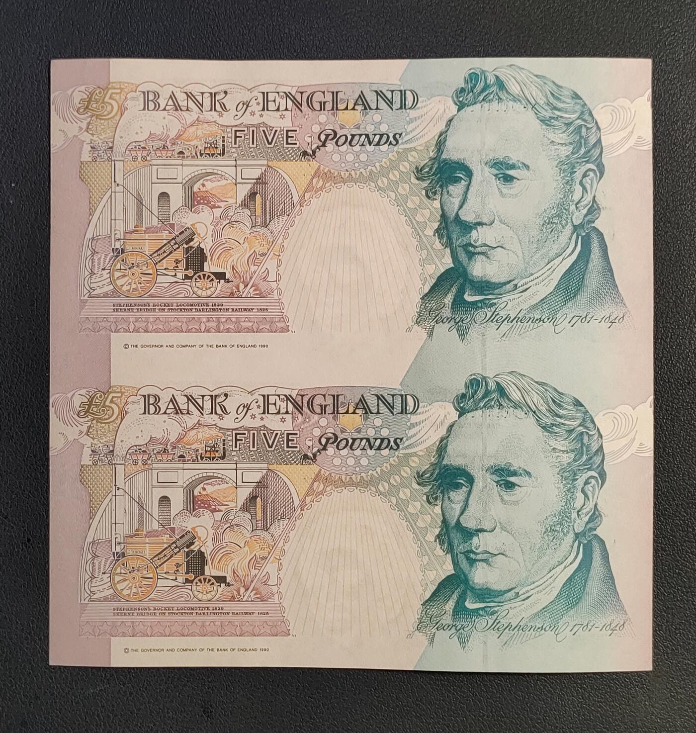 英语发行香港回归 HK97冠号5英镑纪念双联钞
