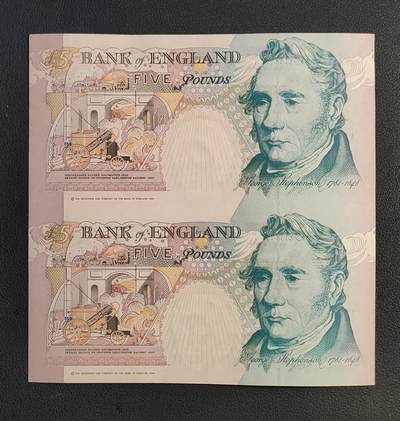 英语发行香港回归 HK97冠号5英镑纪念双联钞