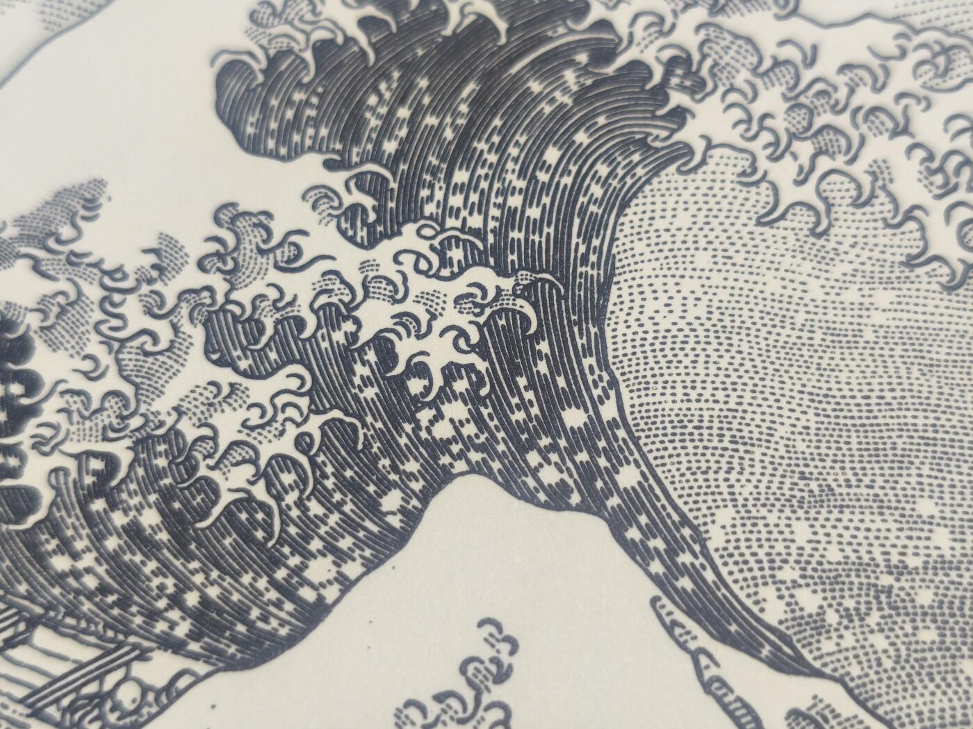 神奈川冲浪里凹版画