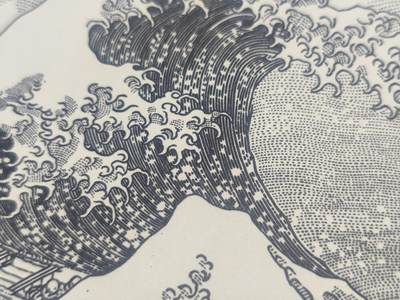 神奈川冲浪里凹版画