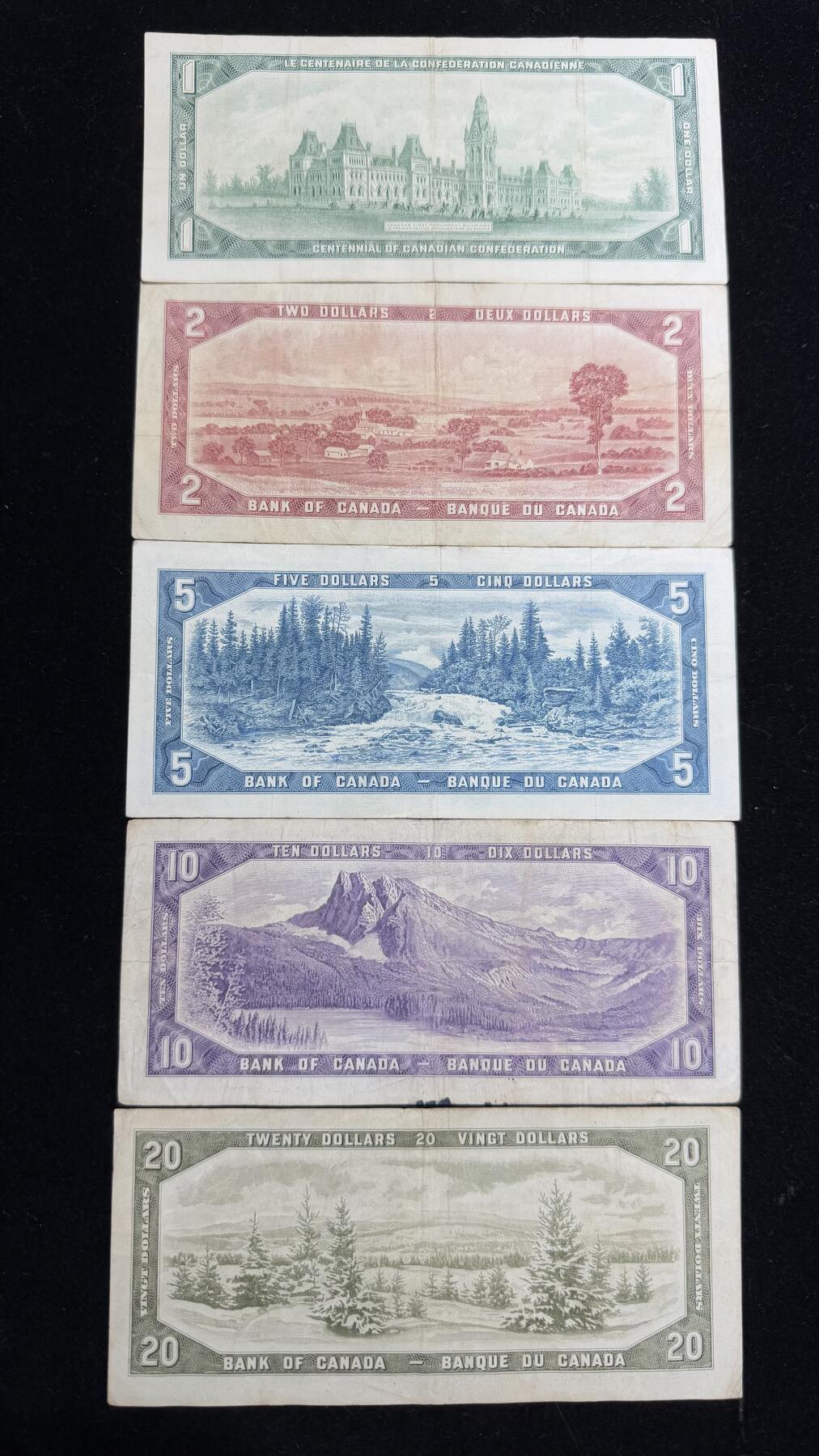 加拿大1954年女王伊丽莎白二世纸币一套5张