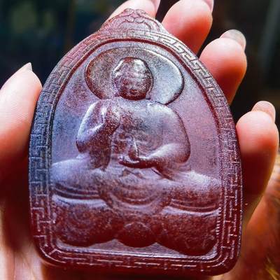 红黑料双面观音牌吊坠挂件男款，黑红料，尺寸:69mm*50mm*12mm