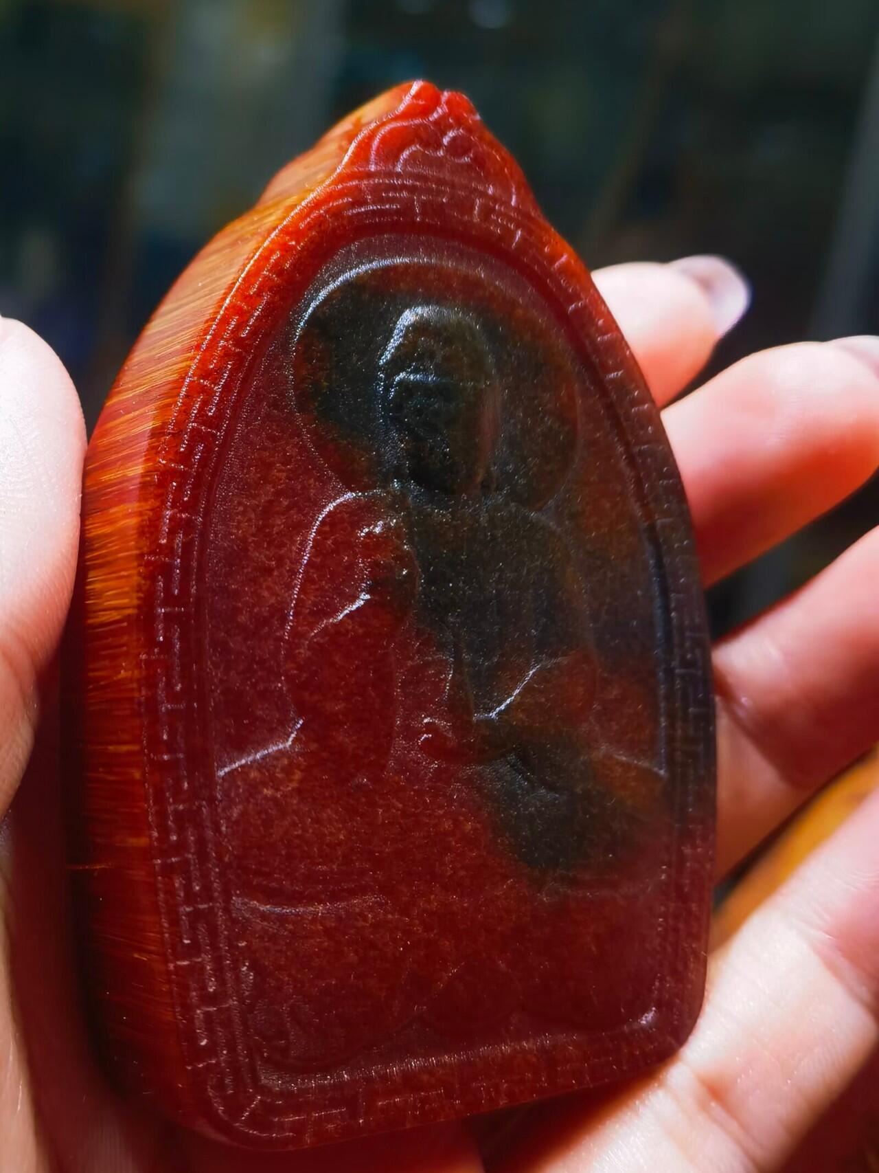 红黑料双面观音牌吊坠挂件男款，黑红料，尺寸:69mm*50mm*12mm