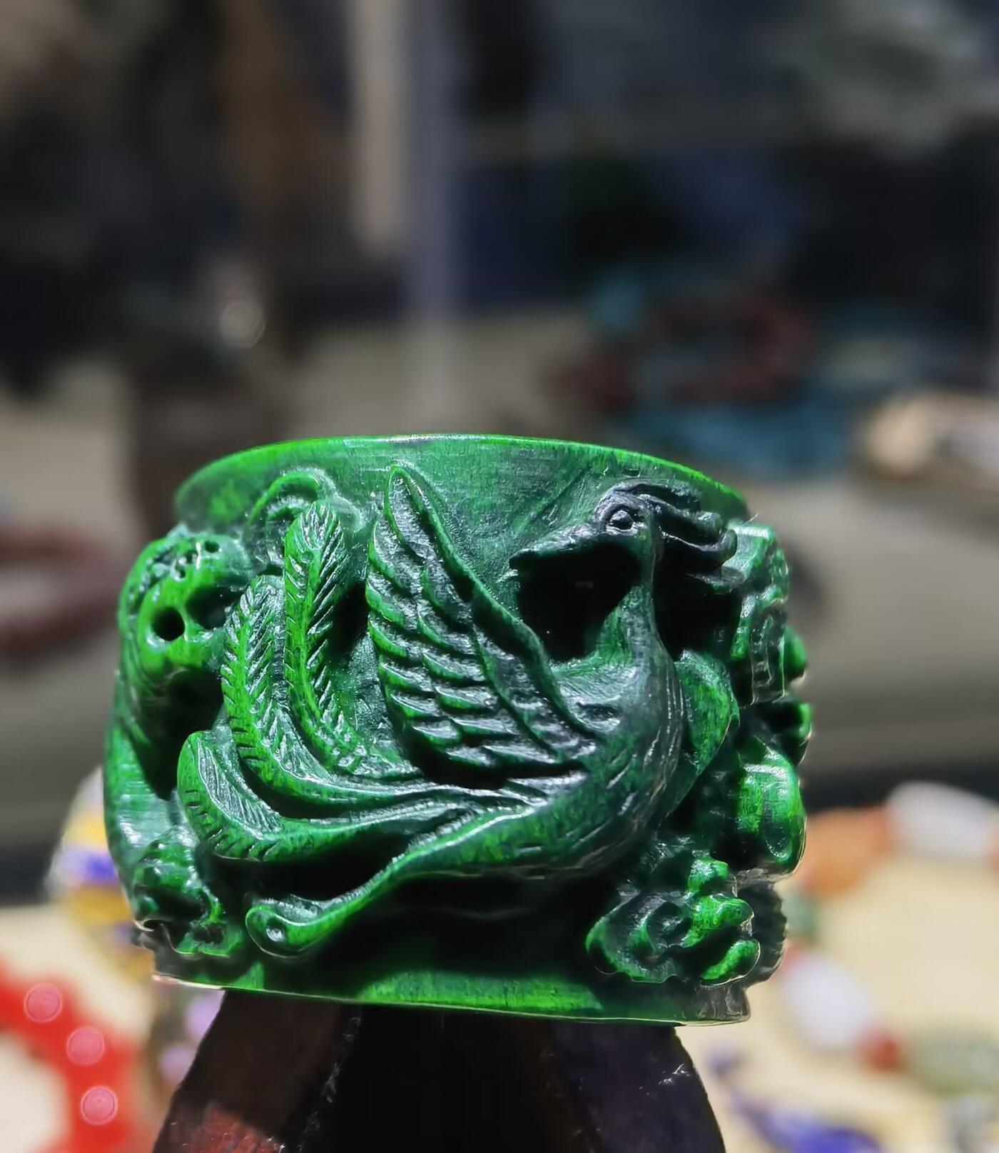 扳指财运亨通龙凤呈祥男款戒指，最早宫廷造办处出品，做佛珠勒子等。指圈：22