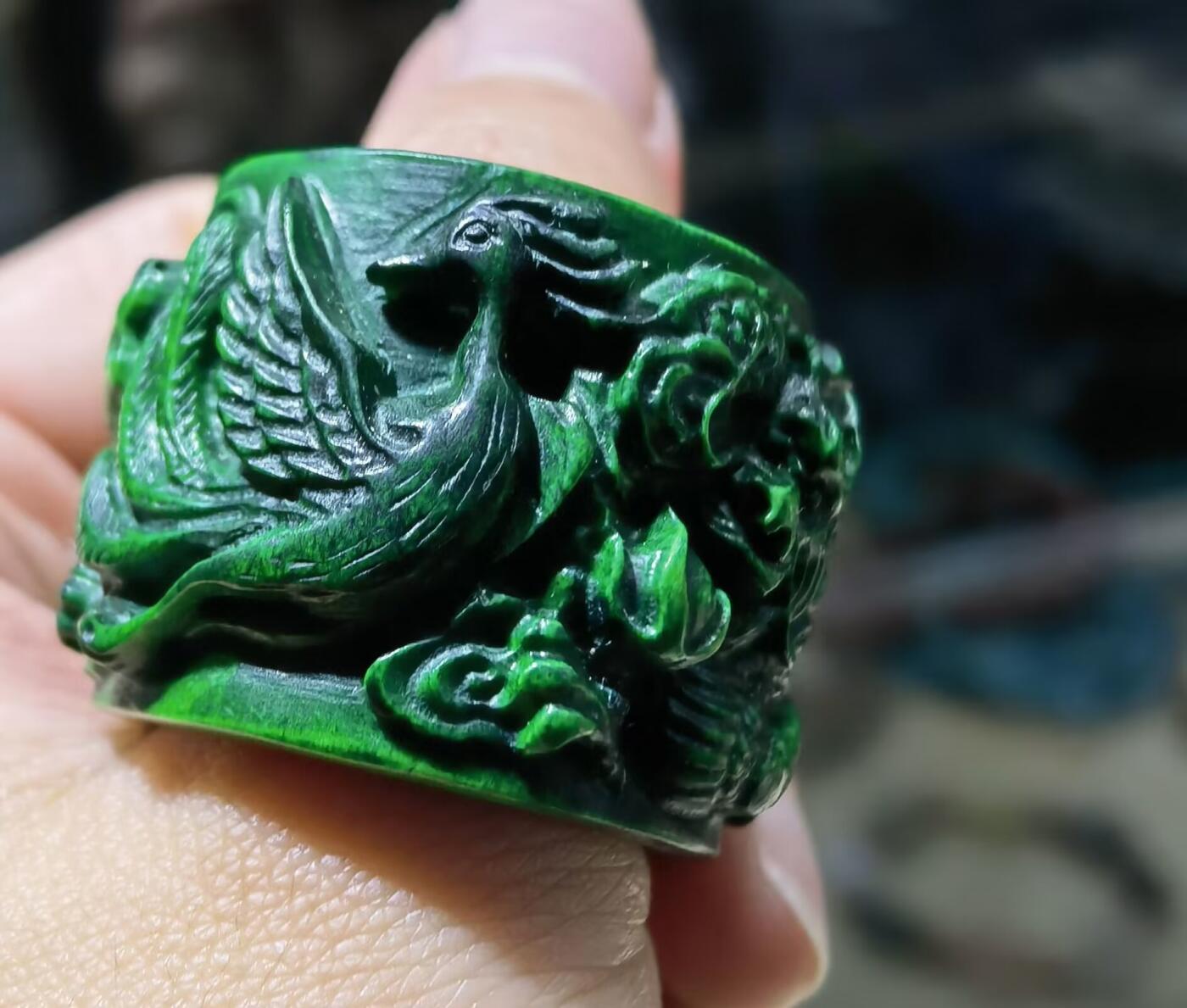 扳指财运亨通龙凤呈祥男款戒指，最早宫廷造办处出品，做佛珠勒子等。指圈：22