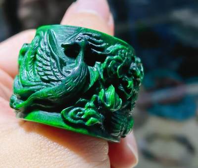 扳指财运亨通龙凤呈祥男款戒指，最早宫廷造办处出品，做佛珠勒子等。指圈：22