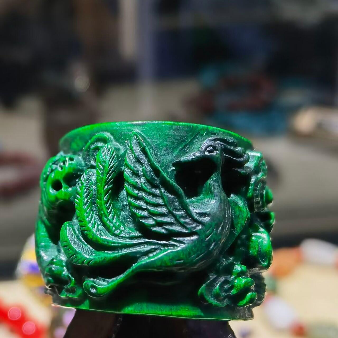 扳指财运亨通龙凤呈祥男款戒指，最早宫廷造办处出品，做佛珠勒子等。指圈：22