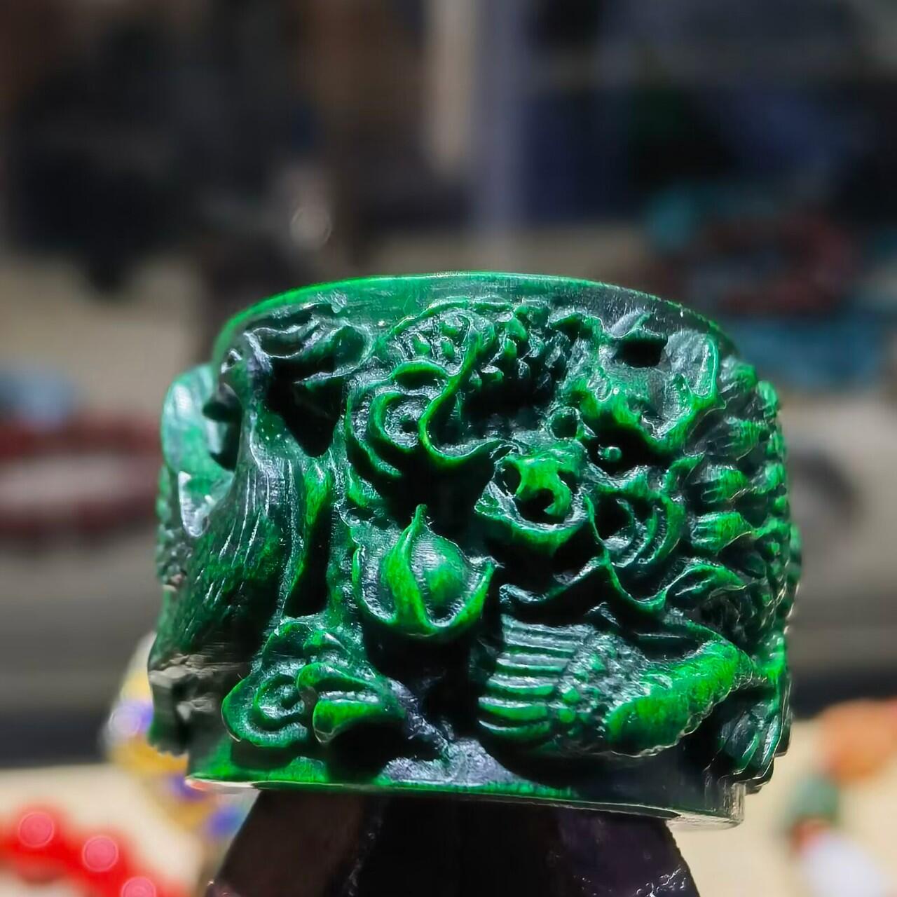 扳指财运亨通龙凤呈祥男款戒指，最早宫廷造办处出品，做佛珠勒子等。指圈：22