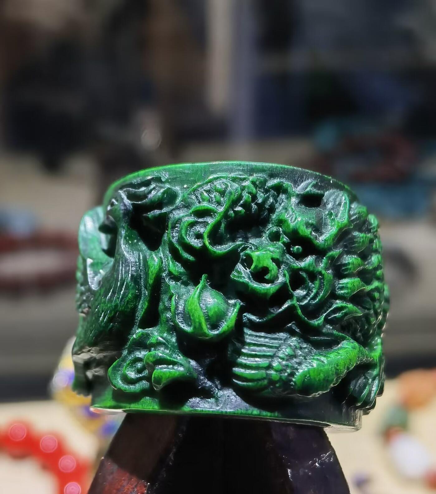 扳指财运亨通龙凤呈祥男款戒指，最早宫廷造办处出品，做佛珠勒子等。指圈：22