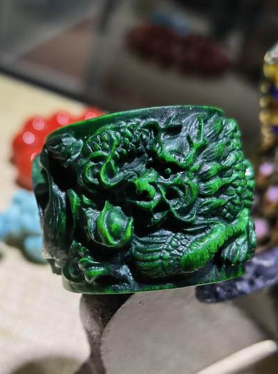 扳指财运亨通龙凤呈祥男款戒指，最早宫廷造办处出品，做佛珠勒子等。指圈：22