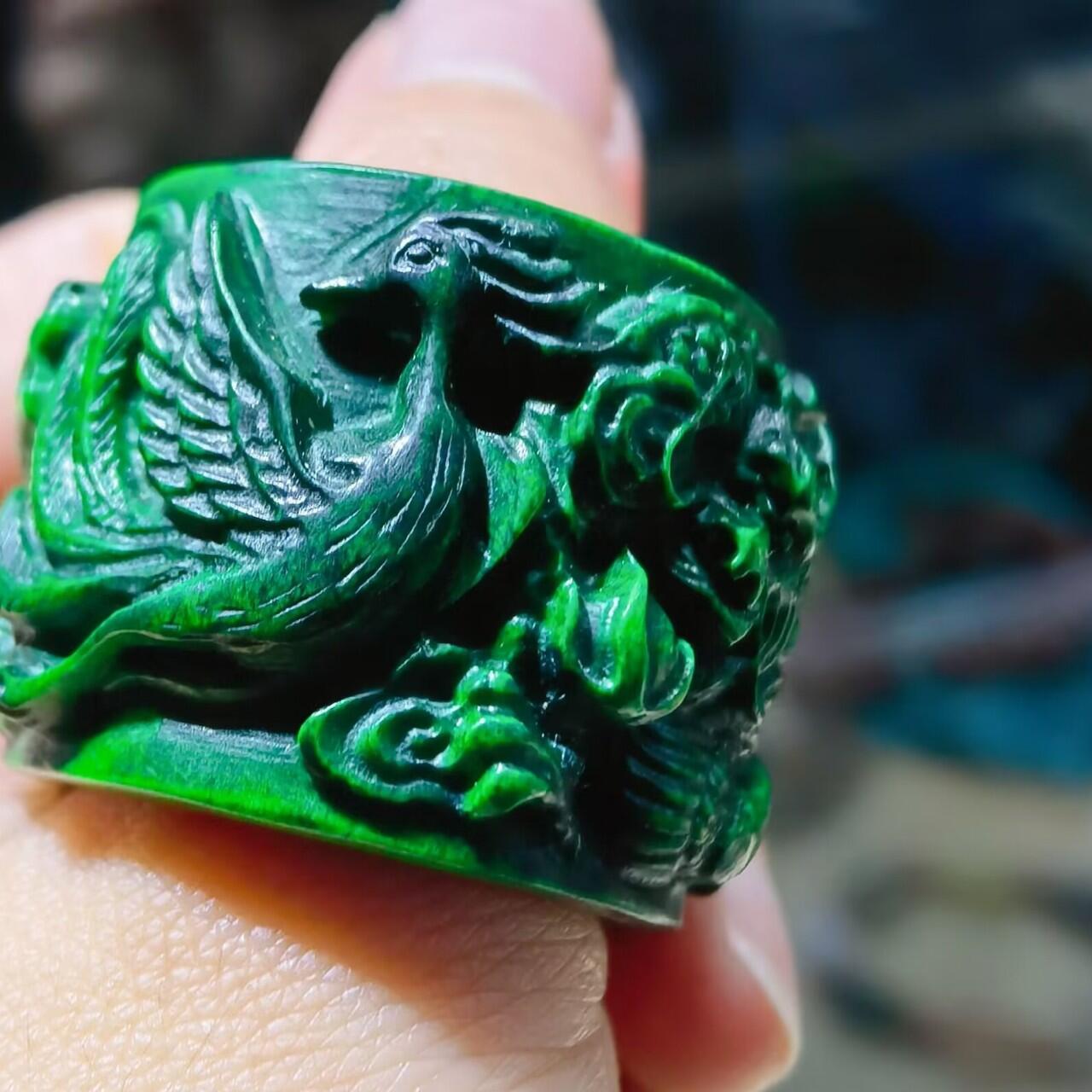 扳指财运亨通龙凤呈祥男款戒指，最早宫廷造办处出品，做佛珠勒子等。指圈：22