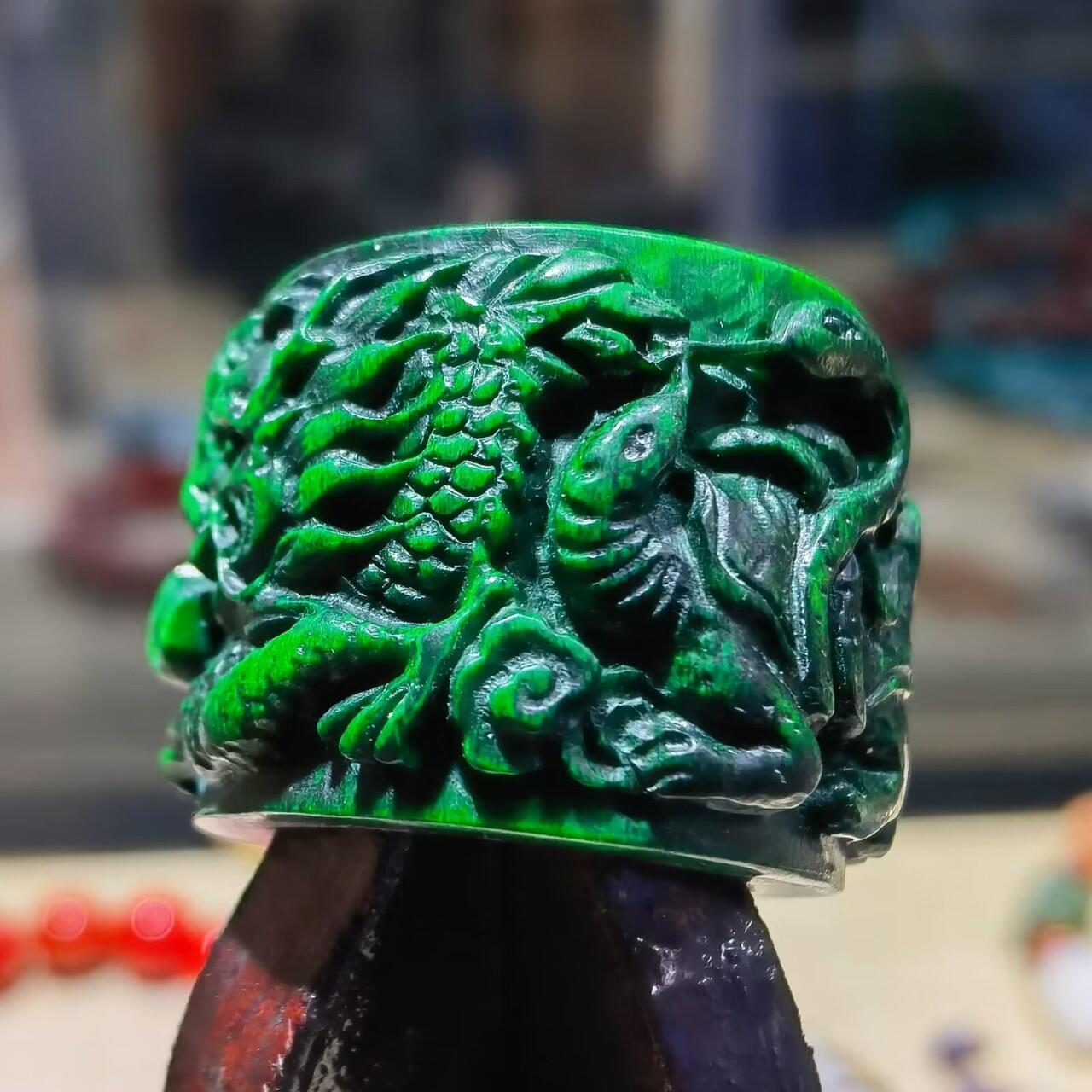 扳指财运亨通龙凤呈祥男款戒指，最早宫廷造办处出品，做佛珠勒子等。指圈：22