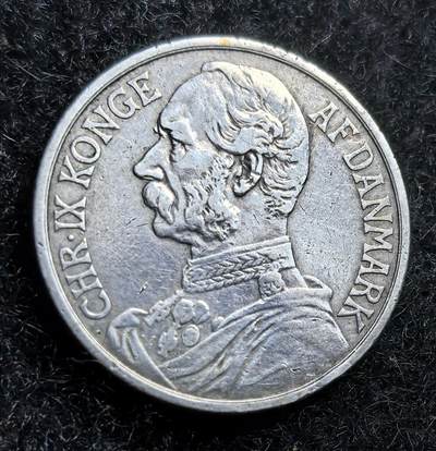 1905年丹麦西印度群岛发行的1法郎（或20分）