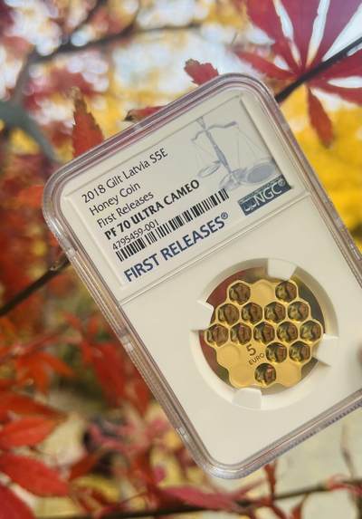 拉脱维亚蜂巢镀金银币～