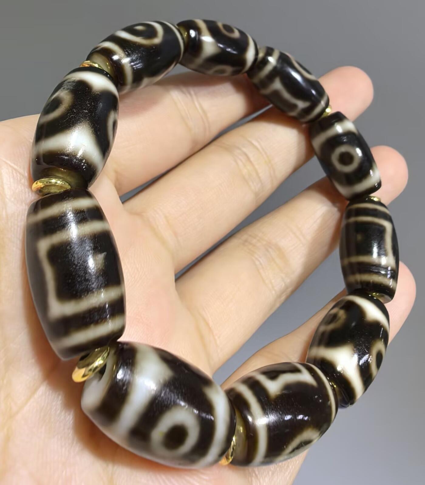 多宝天珠手串佛珠男款，五福、天地、两眼、三眼，​高品质台湾手工珠，胎脂油润，包浆浑厚，尺寸:1.9cm*1.1cm
​