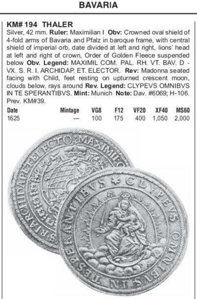 1625年巴伐利亚泰勒银币分享
