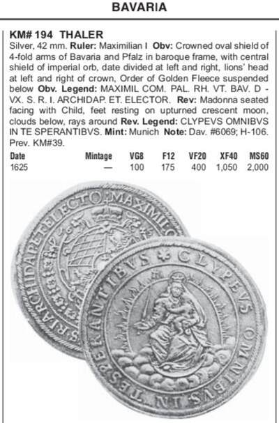 1625年巴伐利亚泰勒银币分享