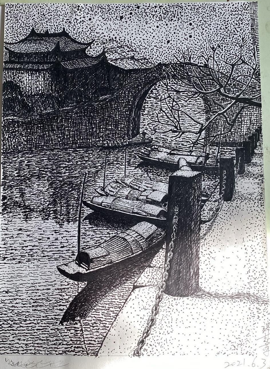 钢笔画作品之一