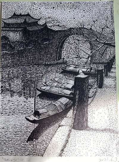 钢笔画作品之一