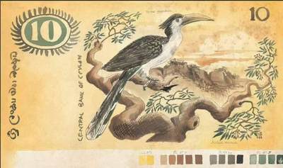 这是目前最喜欢的一套花鸟动物钞，1979年锡兰发行。全套共六张最近又收集到几张与实钞图案设计相关的图
