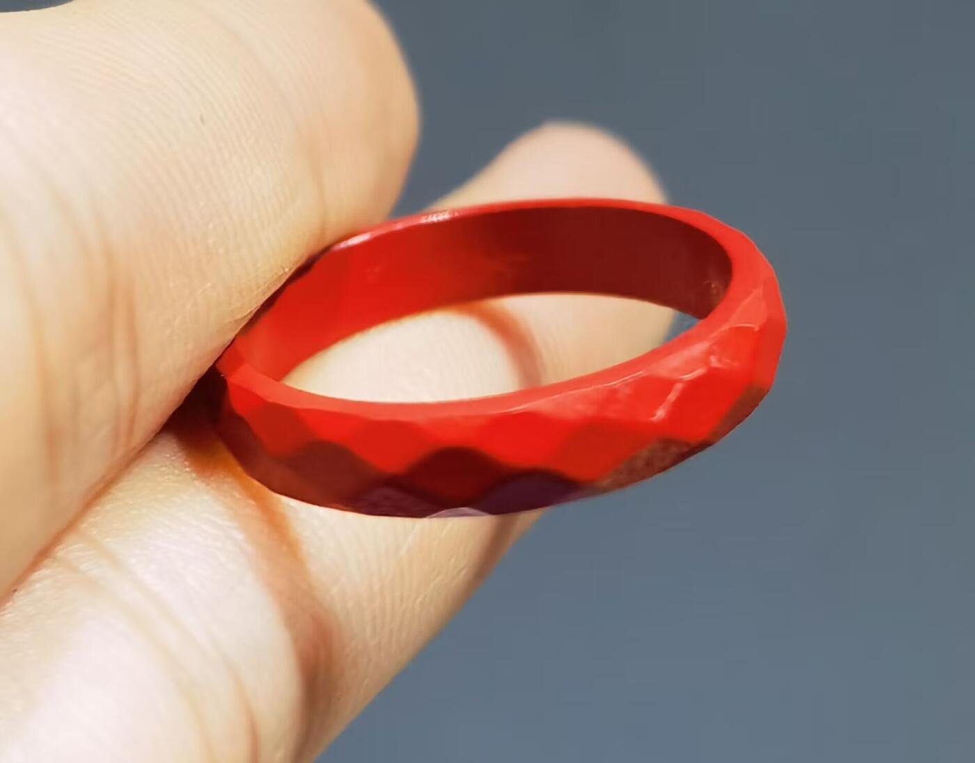 原矿朱砂帝王砂钻石面戒圈戒指女款内径13cm