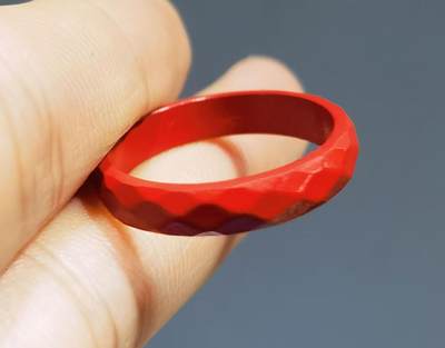 原矿朱砂帝王砂钻石面戒圈戒指女款内径13cm