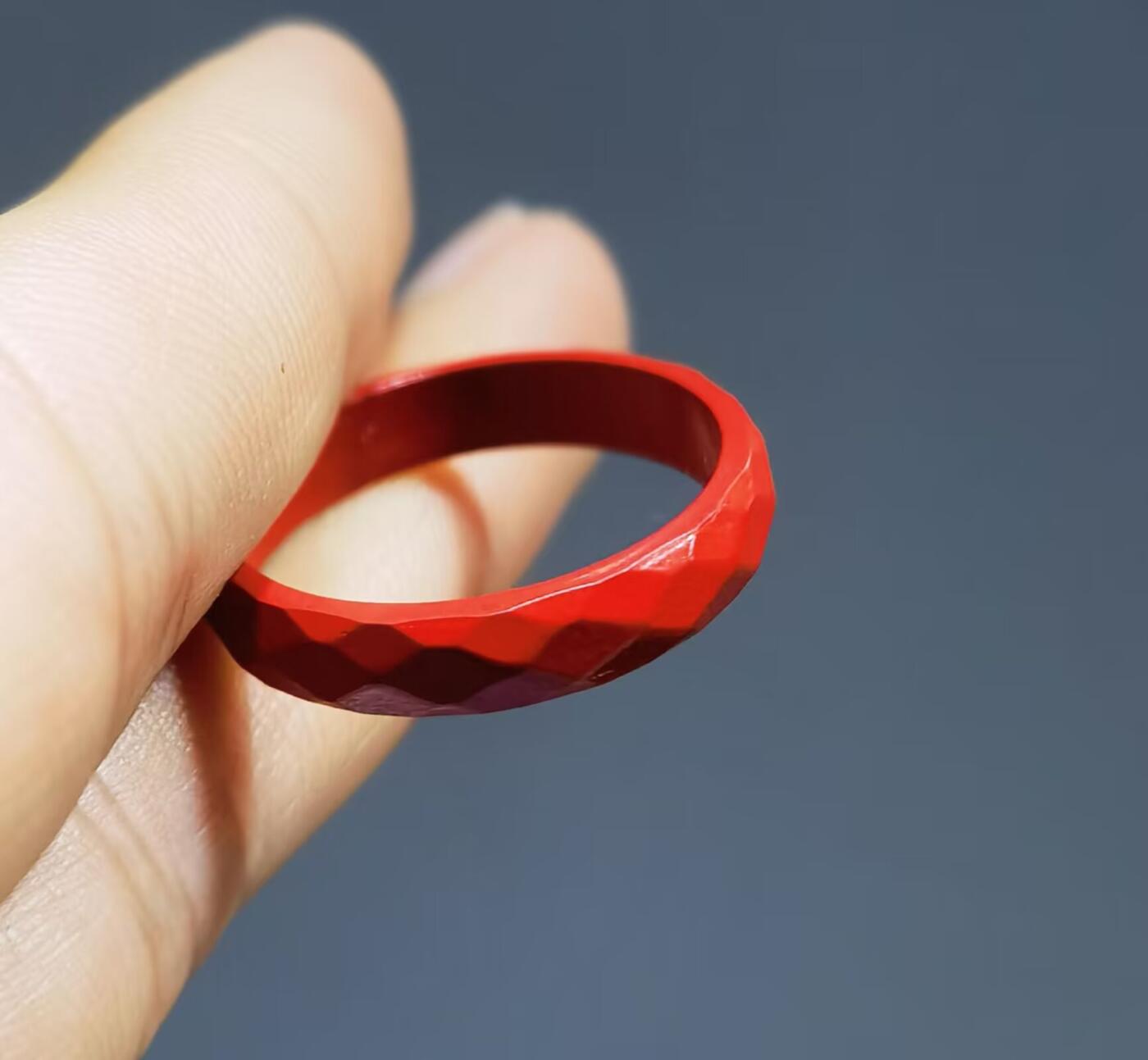 原矿朱砂帝王砂钻石面戒圈戒指女款内径13cm