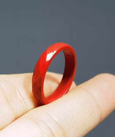 原矿朱砂帝王砂钻石面戒圈戒指女款内径13cm