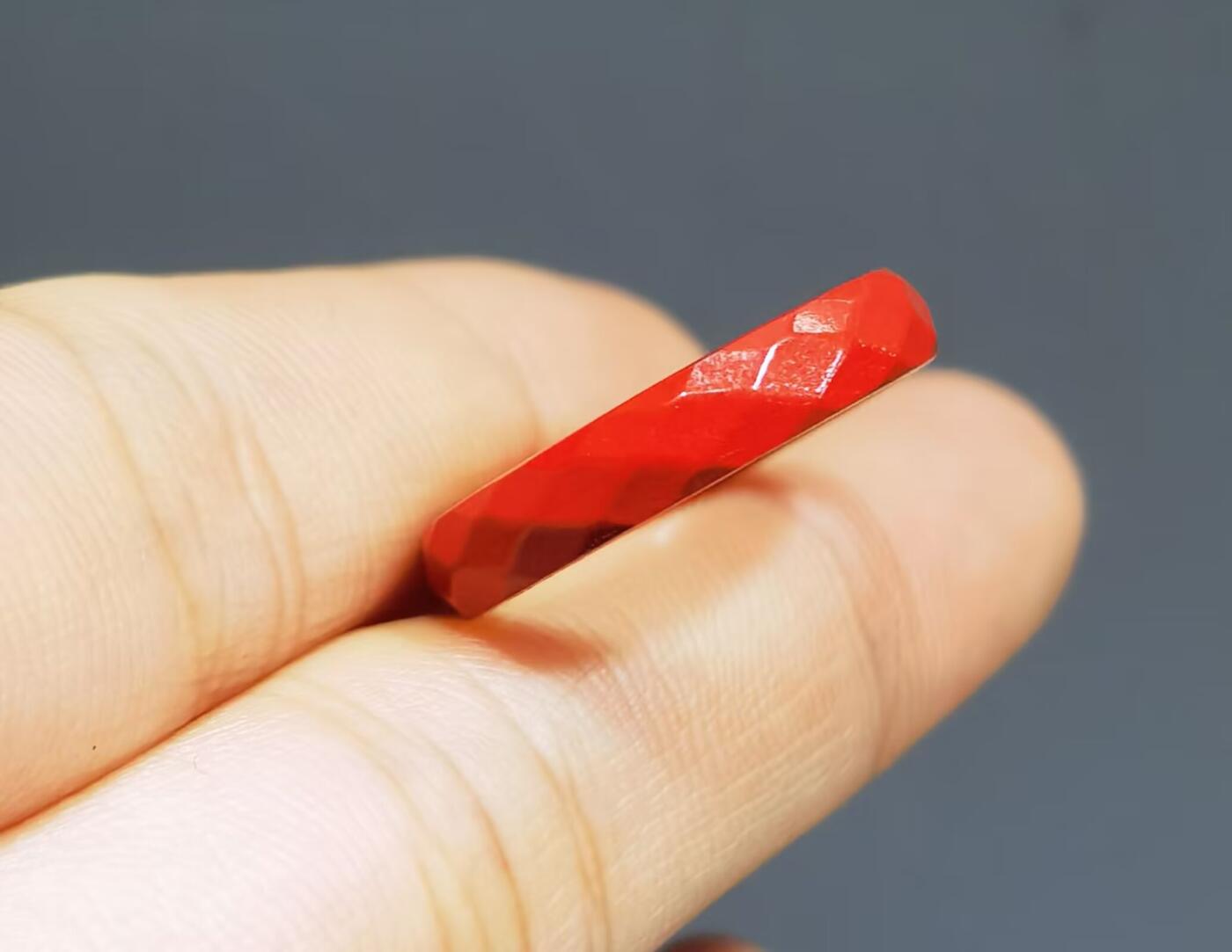 原矿朱砂帝王砂钻石面戒圈戒指女款内径13cm