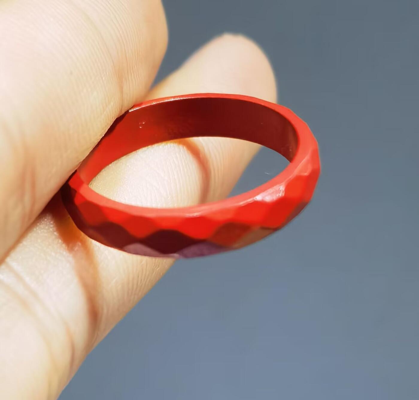 原矿朱砂帝王砂钻石面戒圈戒指女款内径13cm