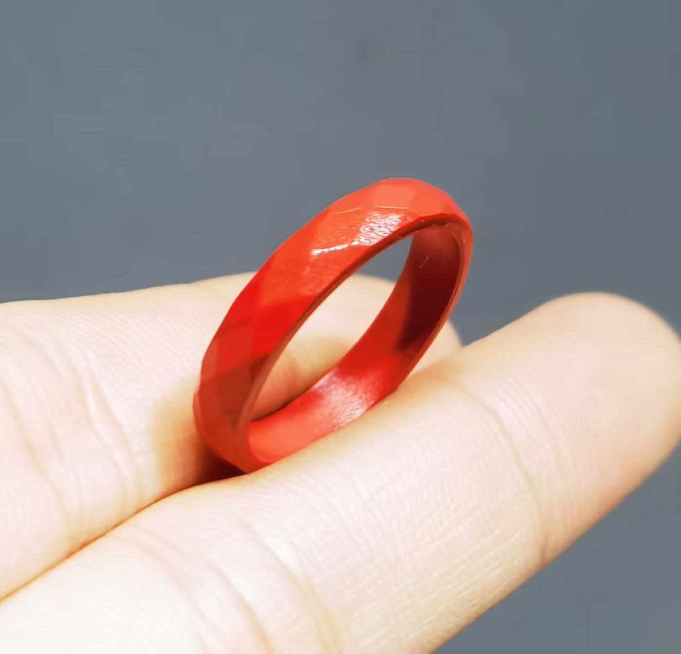 原矿朱砂帝王砂钻石面戒圈戒指女款内径13cm