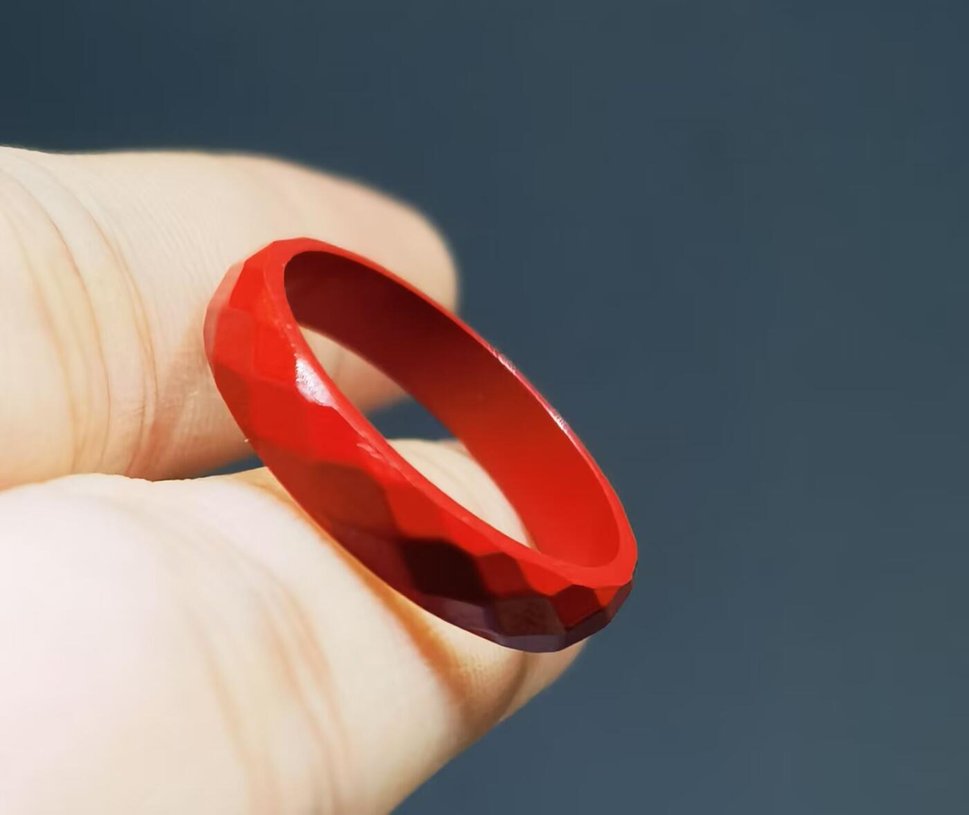 原矿朱砂帝王砂钻石面戒圈戒指女款内径13cm