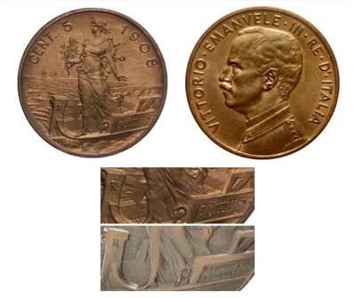 【AI】意大利1918年5分铜币