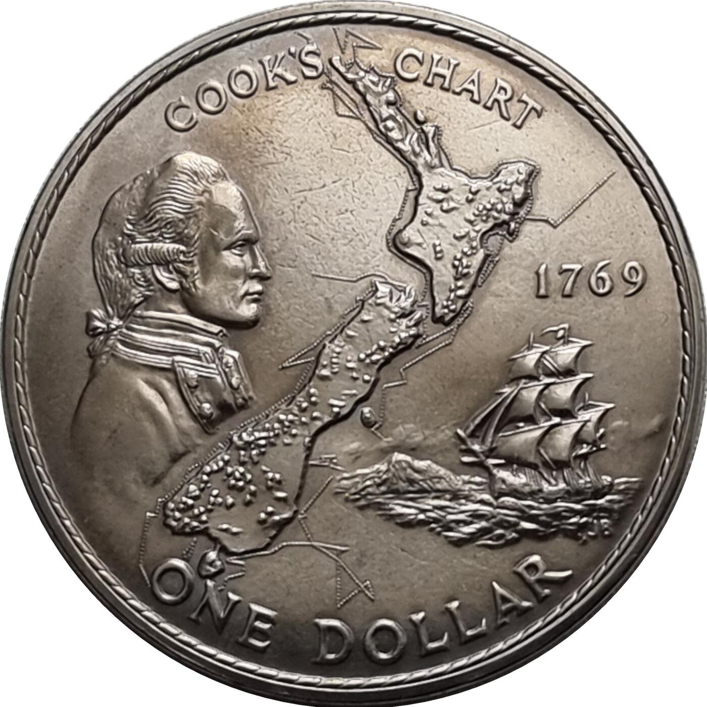 新西兰1969年发行詹姆斯•库克船长发现新西兰200周年纪念币