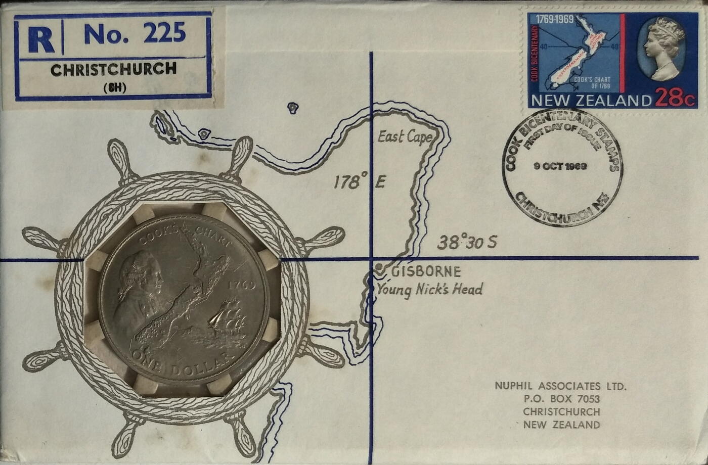 新西兰1969年发行詹姆斯•库克船长发现新西兰200周年纪念币