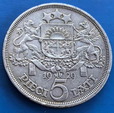 拉脱维亚1929年5拉特 银币