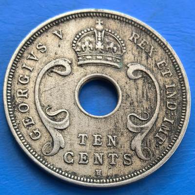 少见的东非及乌干达保护区1912年10分大镍币