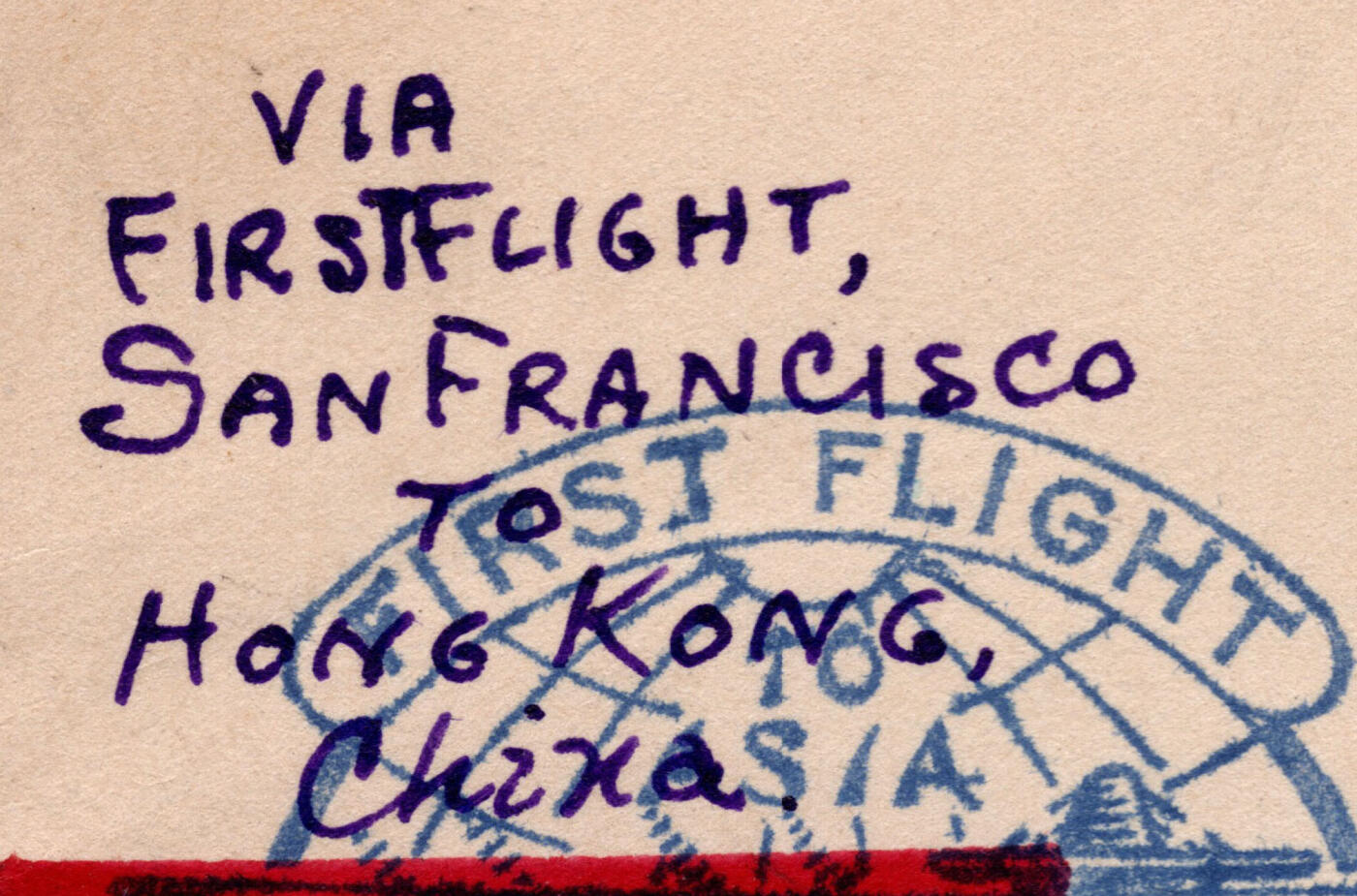 #中国飞剪首航封 1937年中美通航“中国飞剪”首航封旧金山寄泰安小地方返航封