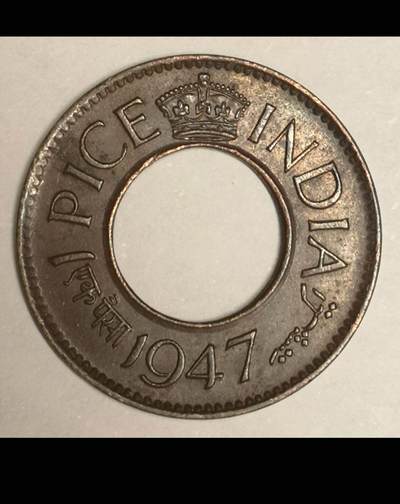 英属印度的中孔机制币