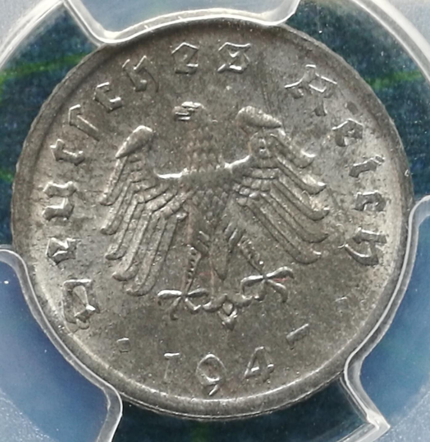 帝国的黄昏 拔毛鹰 1 5 10芬尼 盟军占领期间 锌币