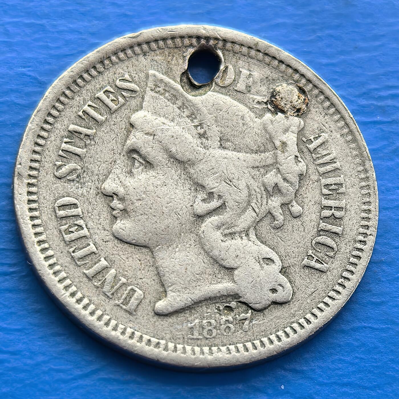 美国少见1867年3分