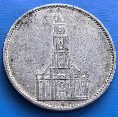 德国1935年教堂5马克银币厂别6还是E？
