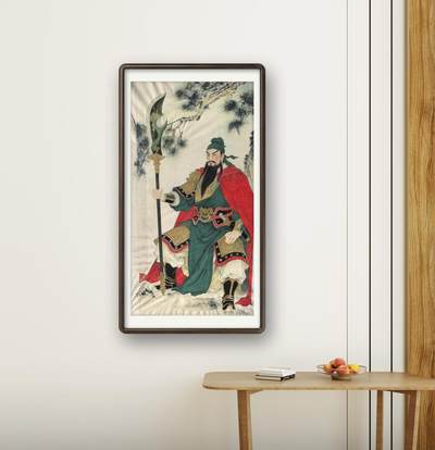 国画-工笔画重彩-关公:纸本画芯尺寸:33/68厘米。