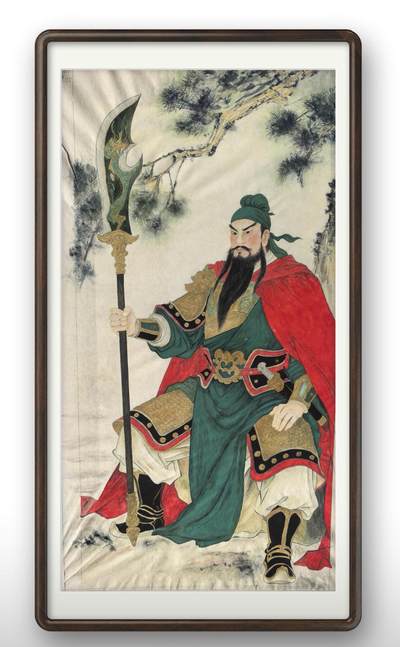 国画-工笔画重彩-关公:纸本画芯尺寸:33/68厘米。