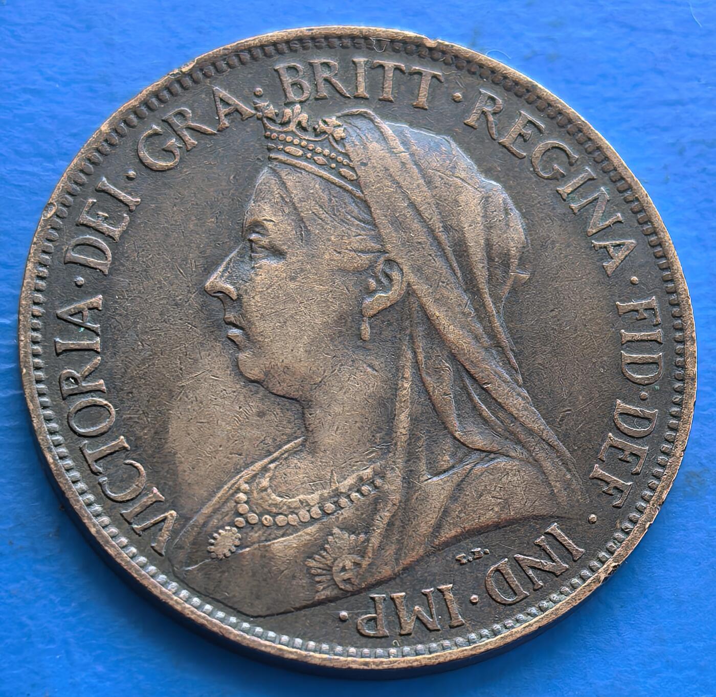 英国1896年半便士维多利亚老年皇冠披莎版