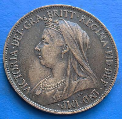 英国1896年半便士维多利亚老年皇冠披莎版